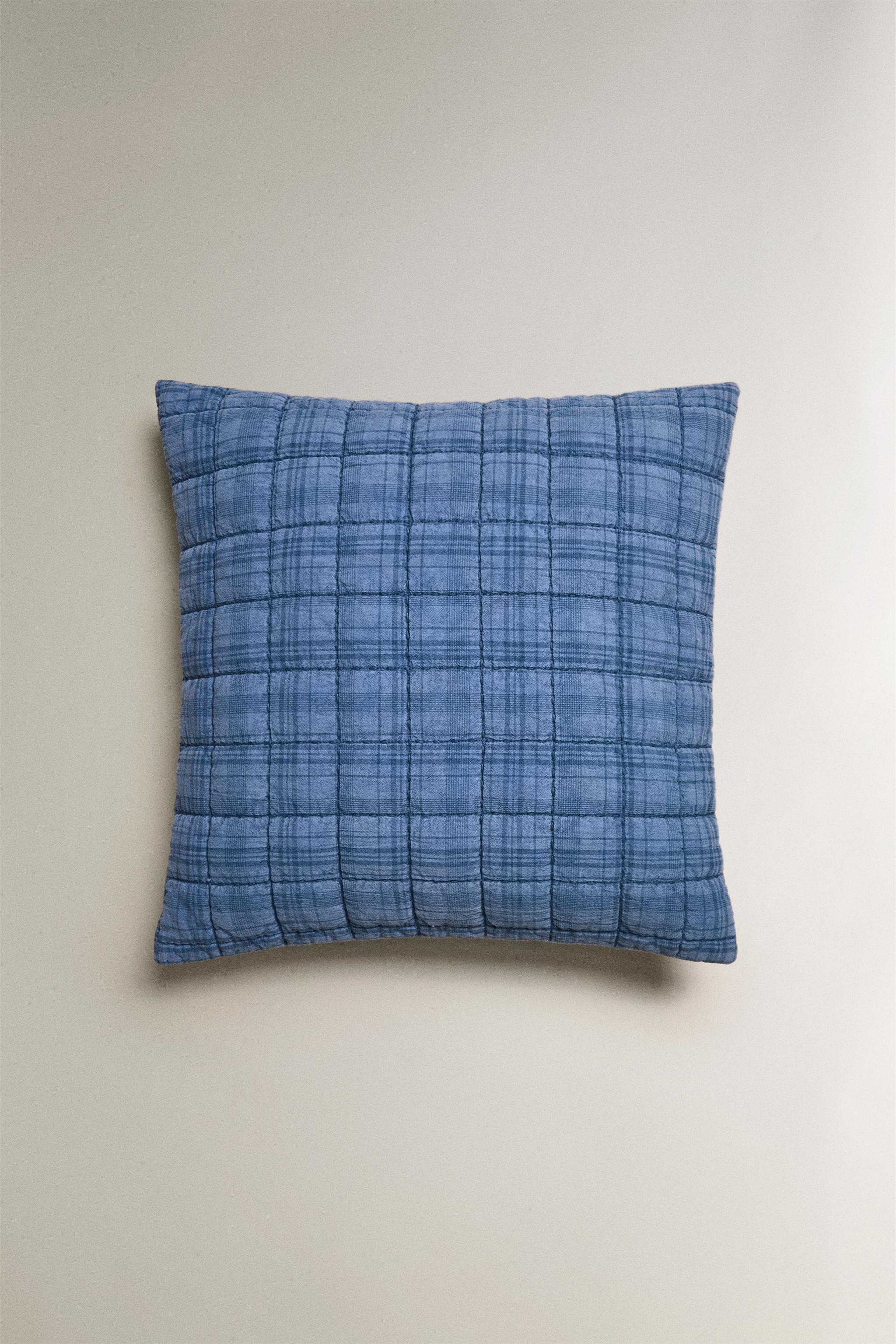 KIDS REVERSIBLE CHECK THROW PILLOW COVER